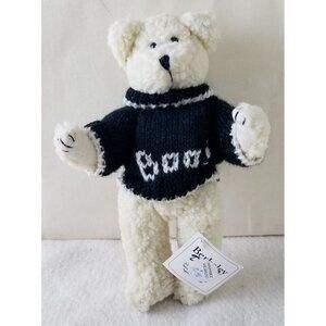 Berkeley Designs white plush Bear 5-Jointed with Boo blue Sweater NWT 10"
